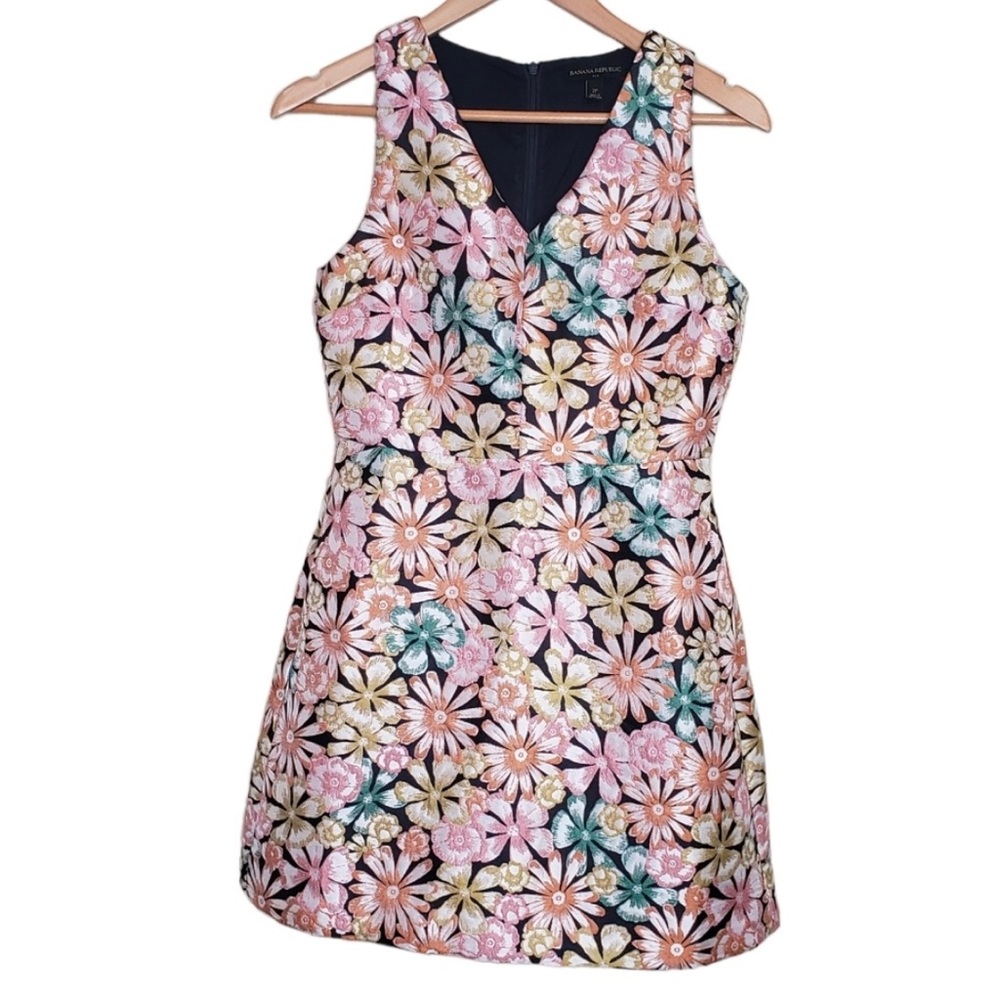 Banana Republic Floral Jacquard Sleeveless Mini Dress